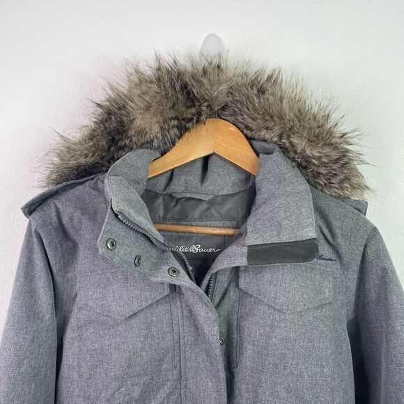 Eddie Bauer Women’s Weatheredge EB650 Down Faux Fur Zip Up Jacket Size S - Picture 2 of 12